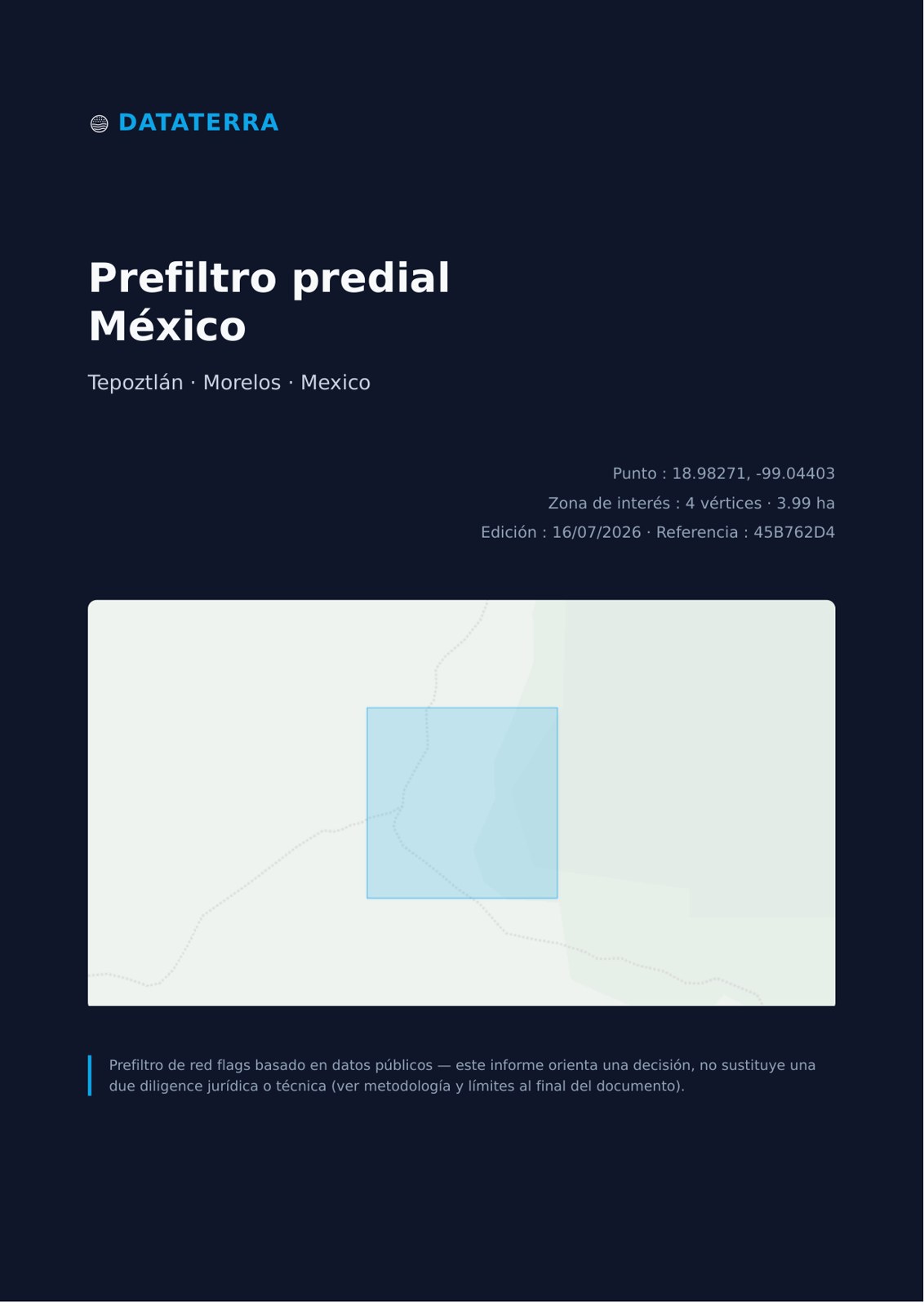 Rapport foncier : couverture de l'exemple de Tepoztlán (Mexique)
